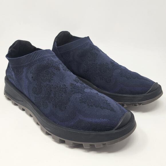 ETRO Knit Sneakers Men 10 Blue Jacquard Pattern, Sock Style Low Top Made Italy - Picture 1 of 13